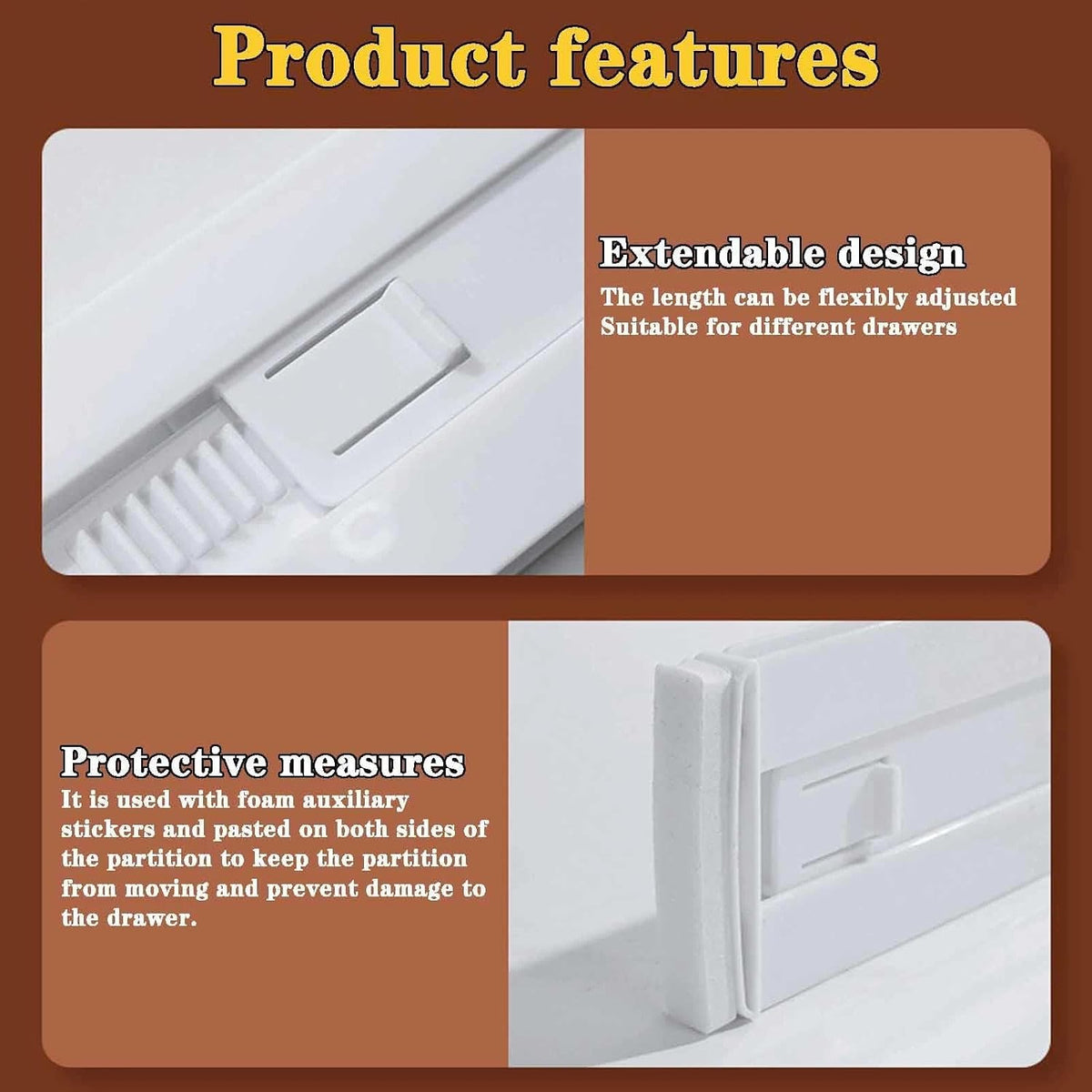 4 Pcs Drawer Dividers for Clothes,3.15" High 11.34"-19.69" clear