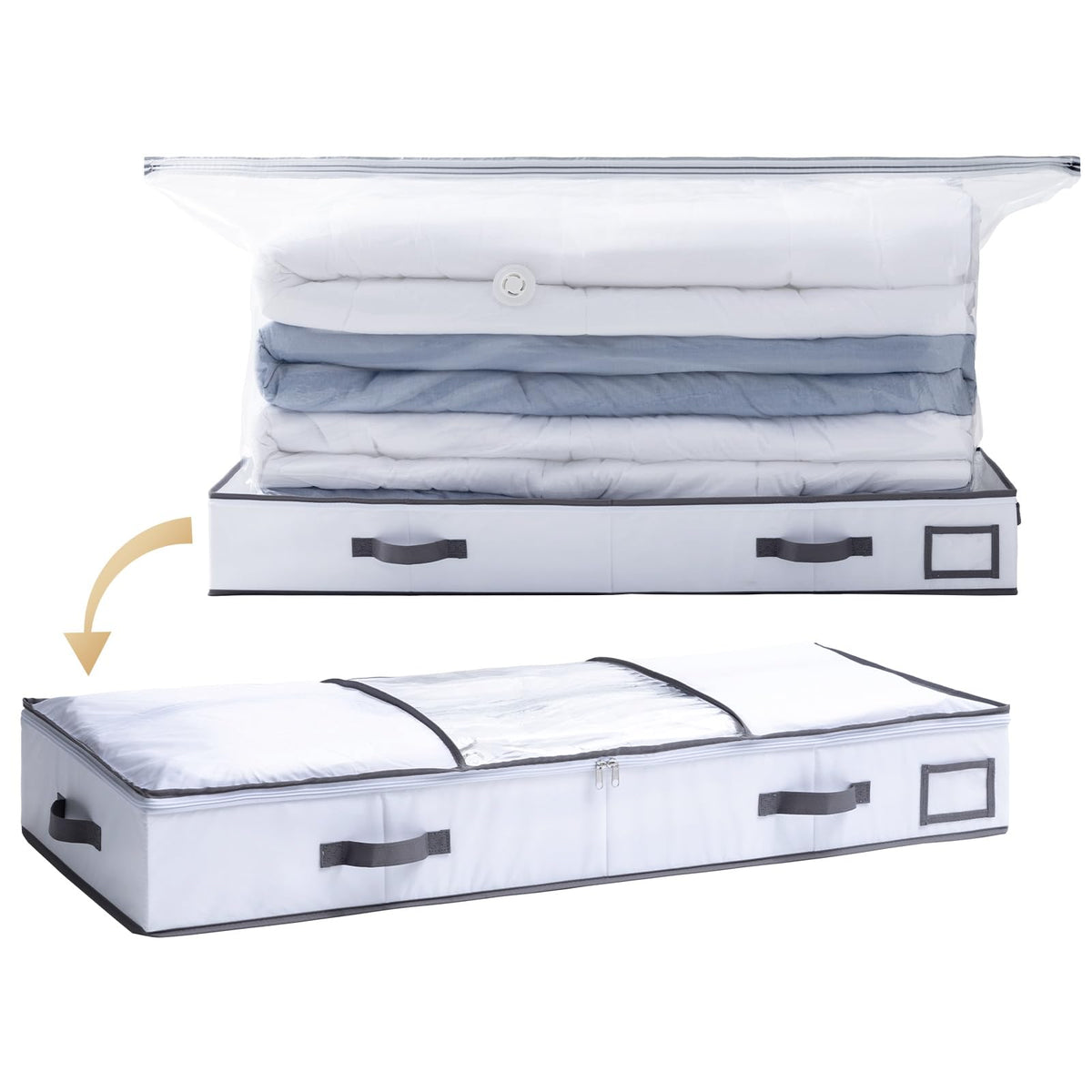 TAILI Under Bed Vacuum Storage Bags for Comforters and Blankets, Save 80% Space, Large Capacity Foldable Under Bed Storage Box for Quilts Pillow Blankets Linen, 41" x 17.7" x 6", Jumbo Vacuum Seal