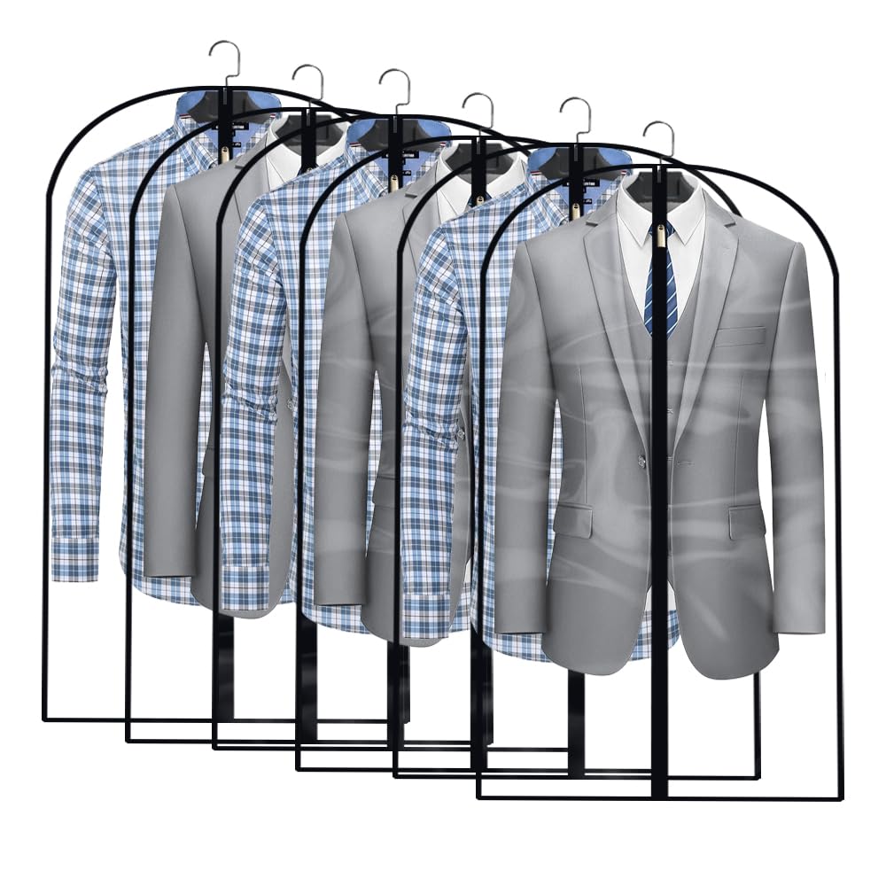 Garment Bags for Hanging Clothes 12 PCS Transparent Waterproof Dustproof Storage for Wardrobe Storage Suit Covers for Closet Cloth Cover Washable Clear Reuse Full Zipper for Suits Gowns 24''x40''
