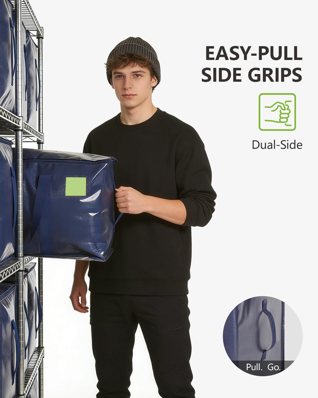 Heavy Duty Moving Bags with Wide‑opening, 8 Pack, 24 Gal, Blue