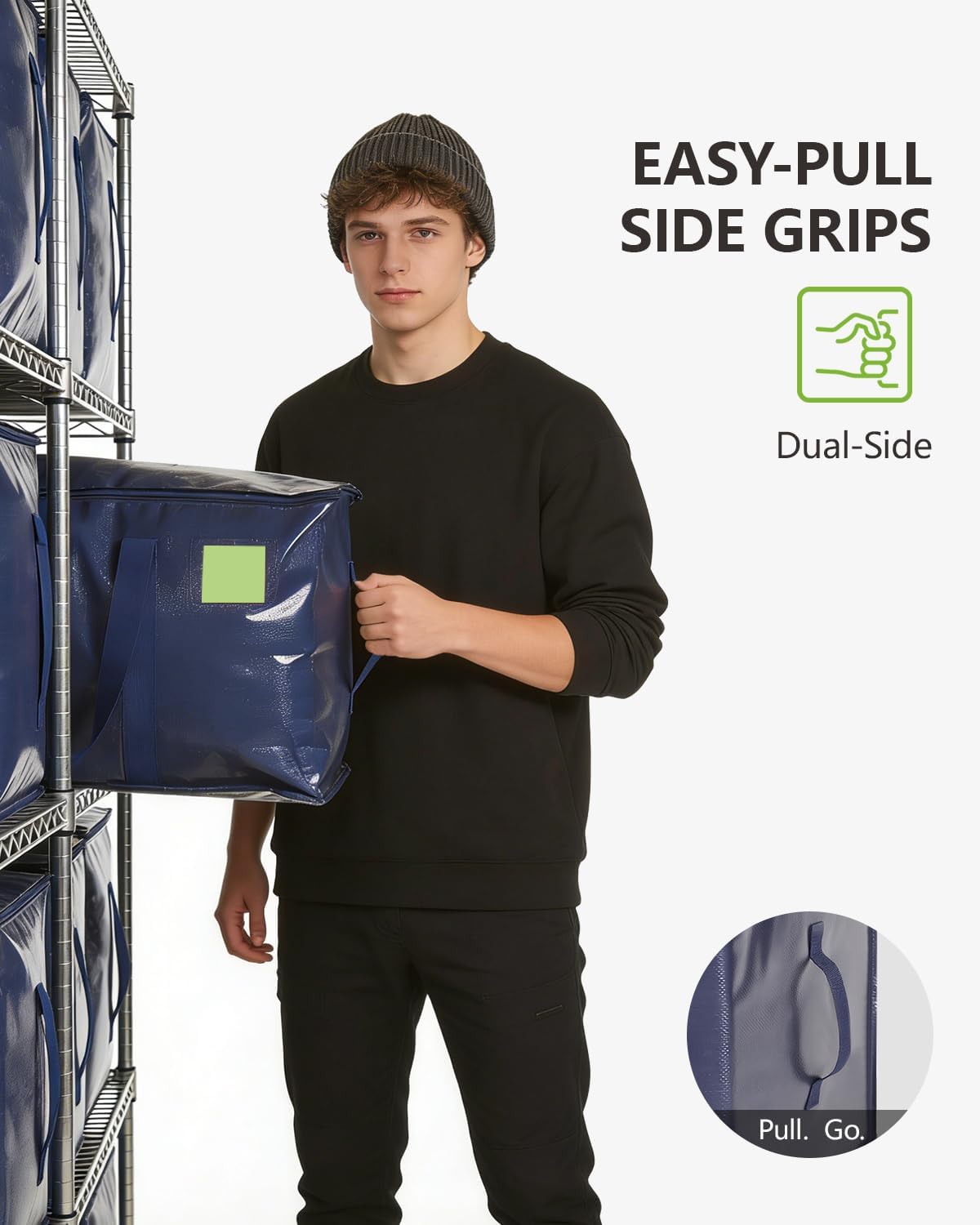 Heavy Duty Moving Bags with Wide‑opening, 8 Pack, 24 Gal, Blue