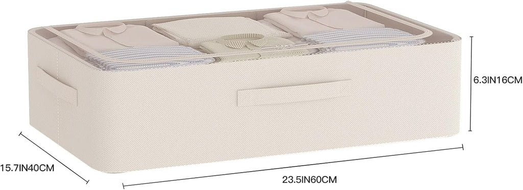 CYhom Under Bed Storage Bins Frame Storage Box Oxford Fabric Sturdy Underbed Container Foldable Stackable Large Capacity Clothes Organizer