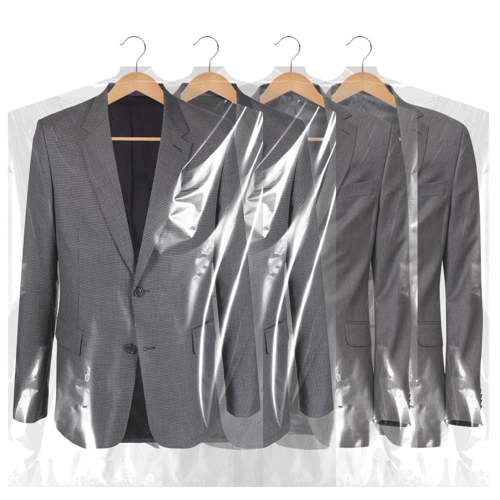BEISHIDA 20PCS 60 Inch Plastic Garment Bag-Plastic Clear Dry Cleaner Laundry Bags for Clothes Cover, Hanging Clothes Storage for Long Dresses Skirt Coat Suit Shirt Jacket