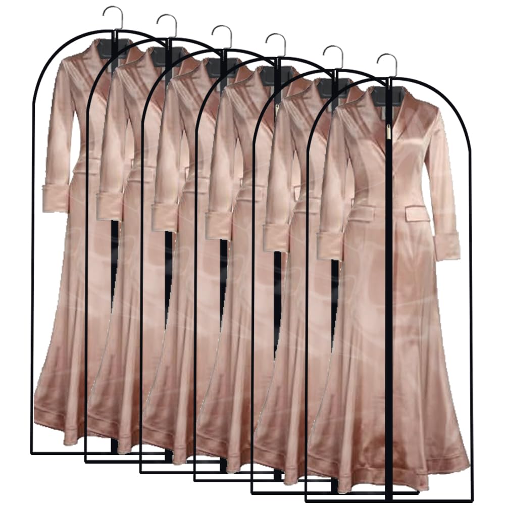 Garment Bags for Hanging Clothes 12 PCS Transparent Waterproof Dustproof Storage for Wardrobe Storage Suit Covers for Closet Cloth Cover Washable Clear Reuse Full Zipper for Suits Gowns 24''x40''