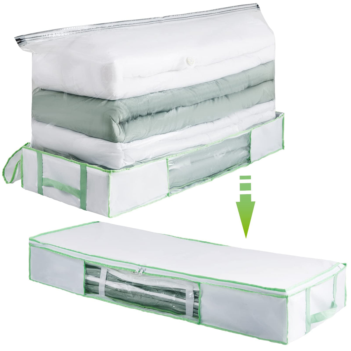 TAILI Under Bed Vacuum Storage Bags for Comforters and Blankets, Save 80% Space, Large Capacity Foldable Under Bed Storage Box for Quilts Pillow Blankets Linen, 41" x 17.7" x 6", Jumbo Vacuum Seal