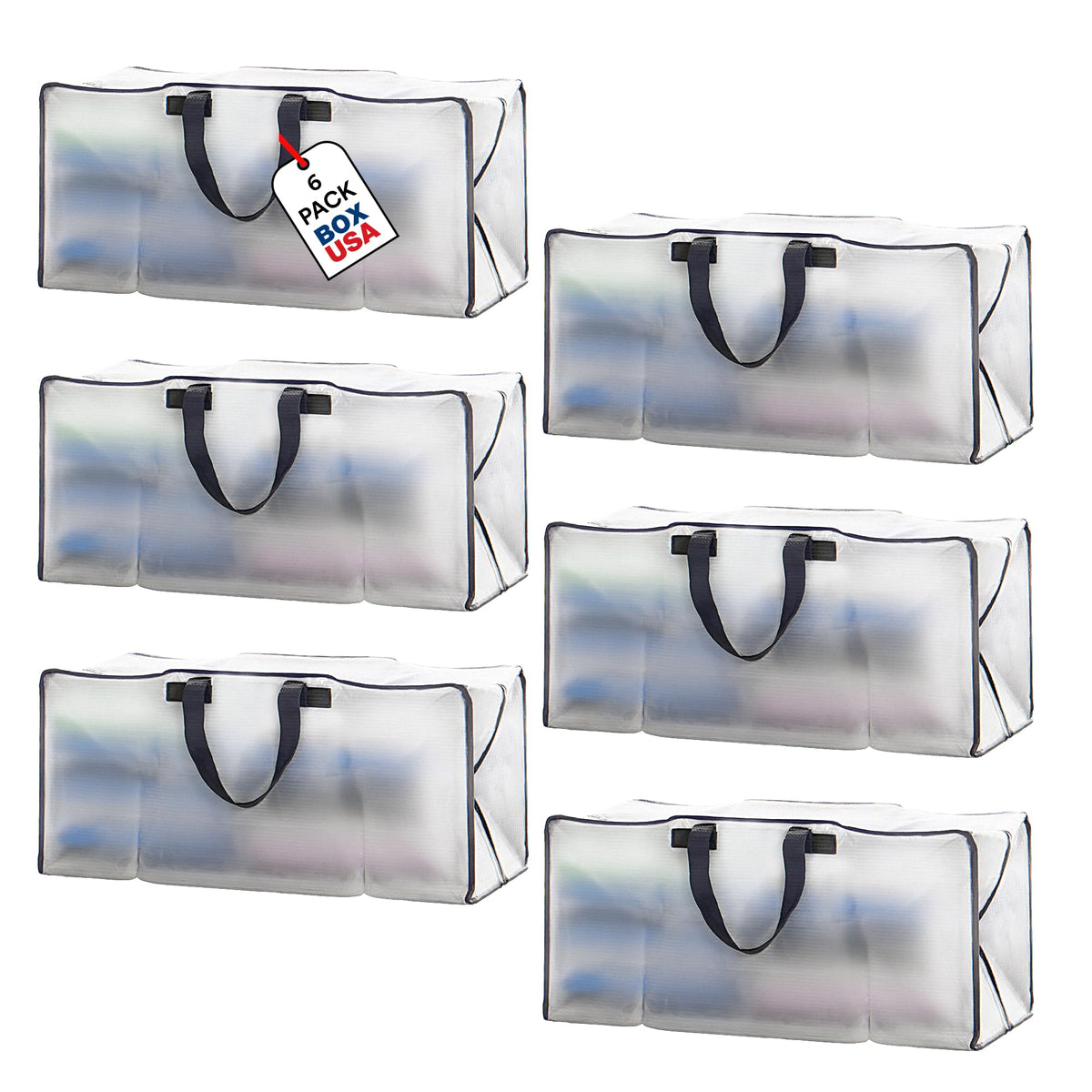 PACKING BAGS 4-Pack XL Moving Bags with Strong Handles & Zippers, Clear