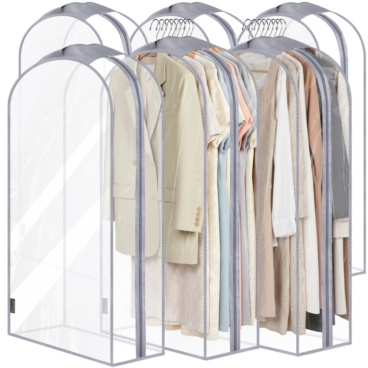 BALEINE 2PK Clear Garment Bags for Hanging Clothes, 40" Dress Suit Bag