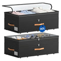 90L XXL Large Under Bed Storage with Wheels, 2-Pack (Black) 11'' Height Adjustable XXL Rolling Storage Bins with Clear Lids, Dorm Under Bed Drawers for Clothes, Shoes, Blankets