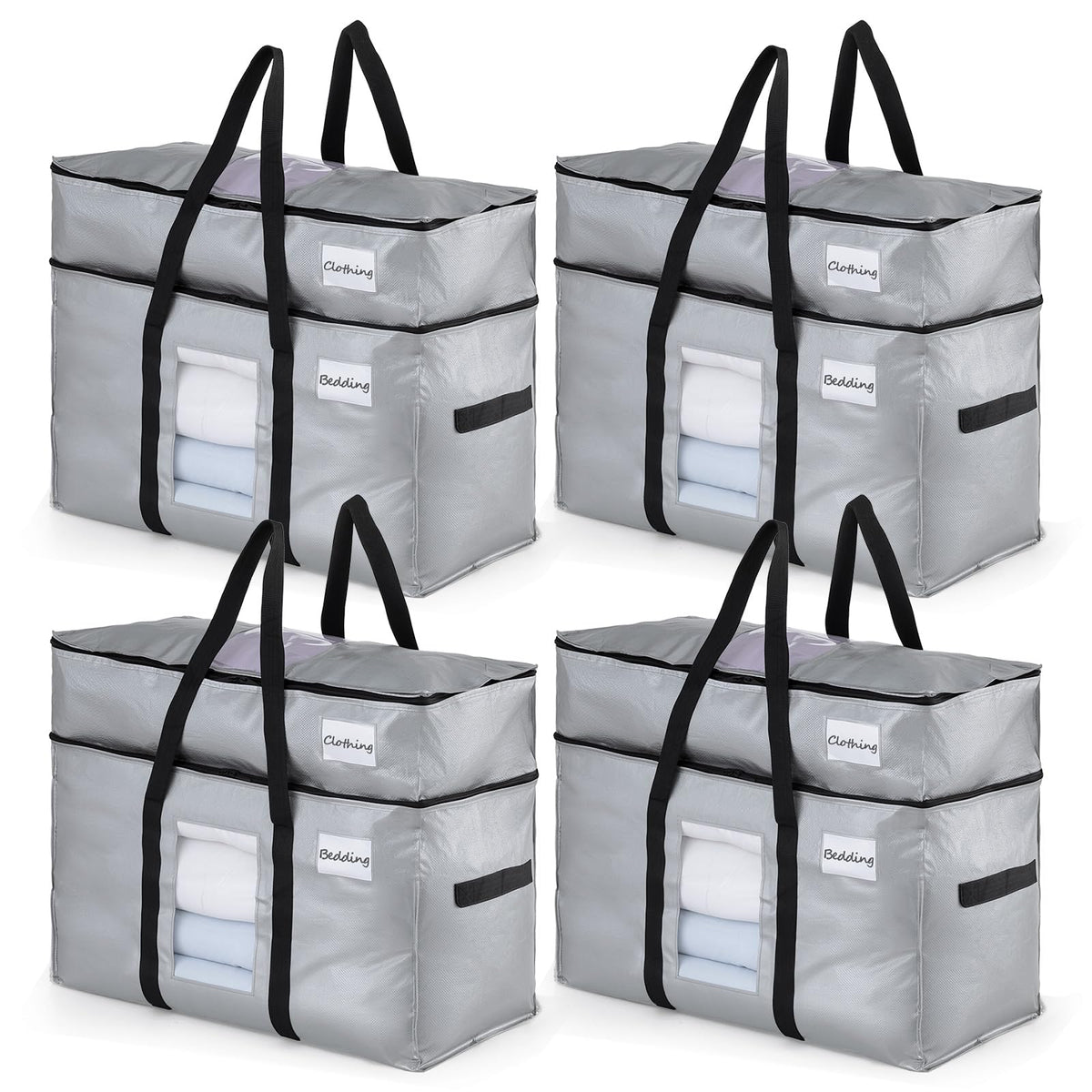 TAILI 4 Pack Blue Extra Large Moving Bags,Storage Bags with Visible Window