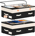 Dolicer 2 Pack Under Bed Storage with Wheels, 6in-10in Height Adjustable Underbed Storage Containers, 92L XXXL Under Bed Drawers Rolling Bin with Clear Lids for Dorm Shoes Clothes Organizers(Grey)