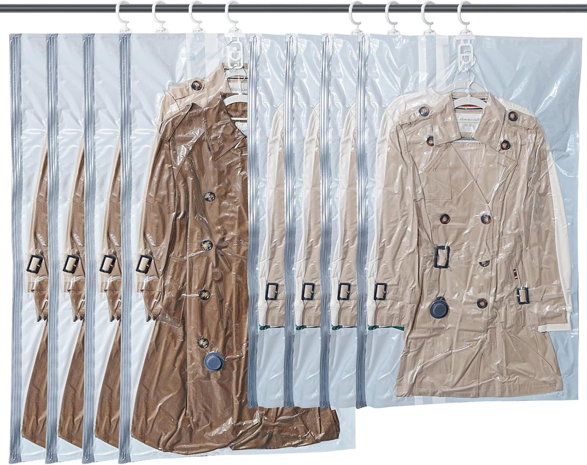Vacbird Hanging Vacuum Storage Bags for Coats Bags Closet Storage 8 Combo