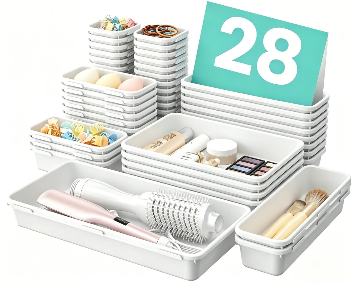 A-LuGei 【Military Grade】 Drawer Organizer for Vanity Bathroom Makeup Desk