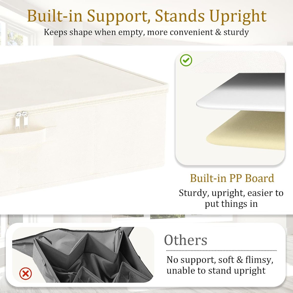Yawinhe 27L UnderBed Storage Containers,2 Pack Closet Organizers,Beige