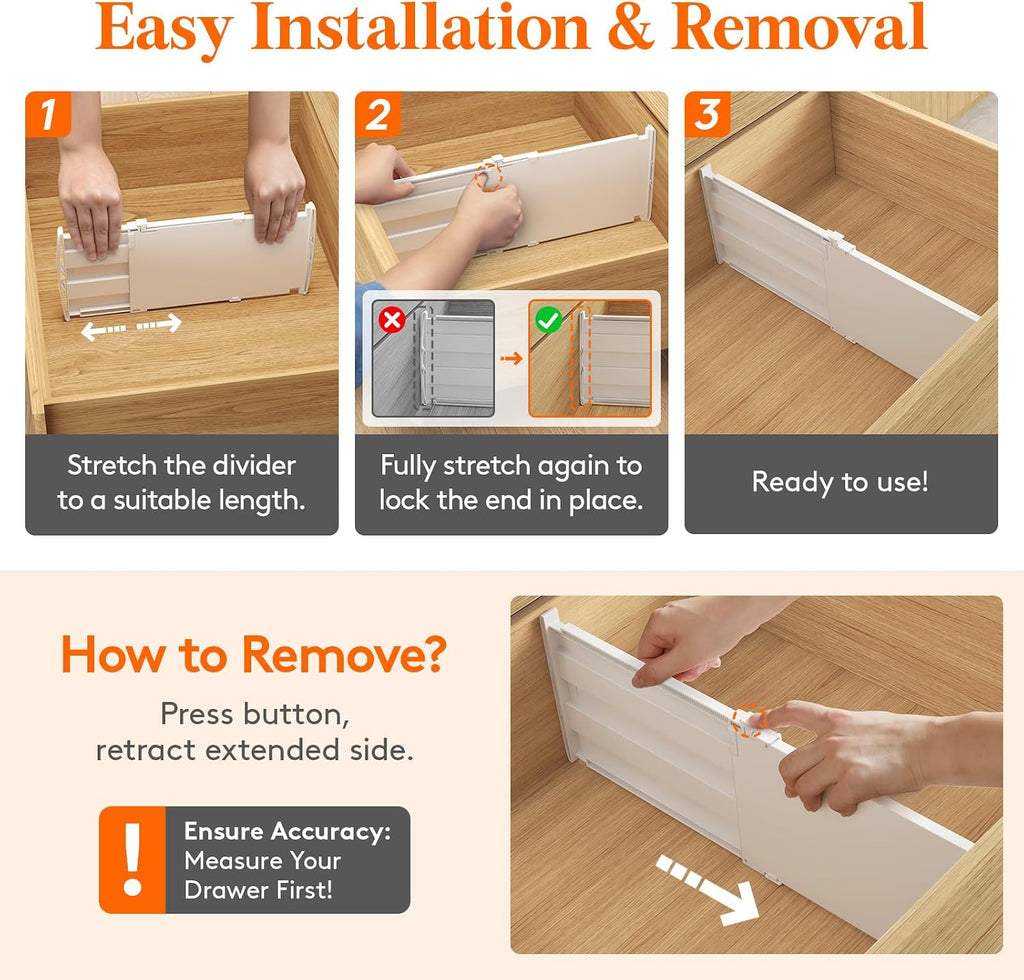 Lifewit 8" Tall Drawer Dividers, Adjustable Deep Drawer Organizer Clothes