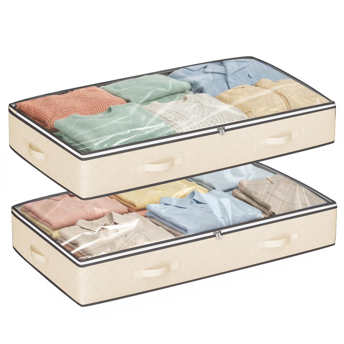 Budding Joy 95L Under Bed Storage Containers, 6 Pack Storage Bins, Grey