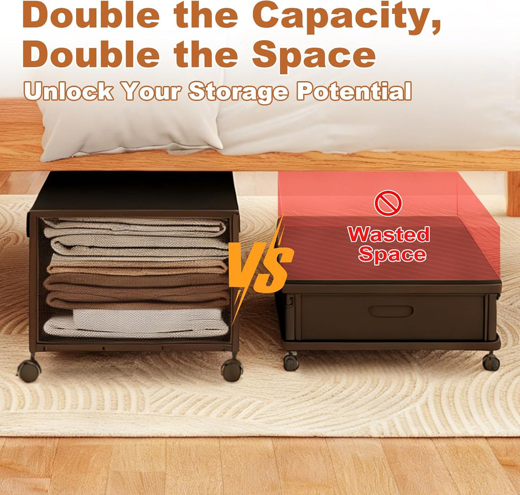 Fokyfok 2Pack Under Bed Storage Containers,12 inch Height,31 inch Long