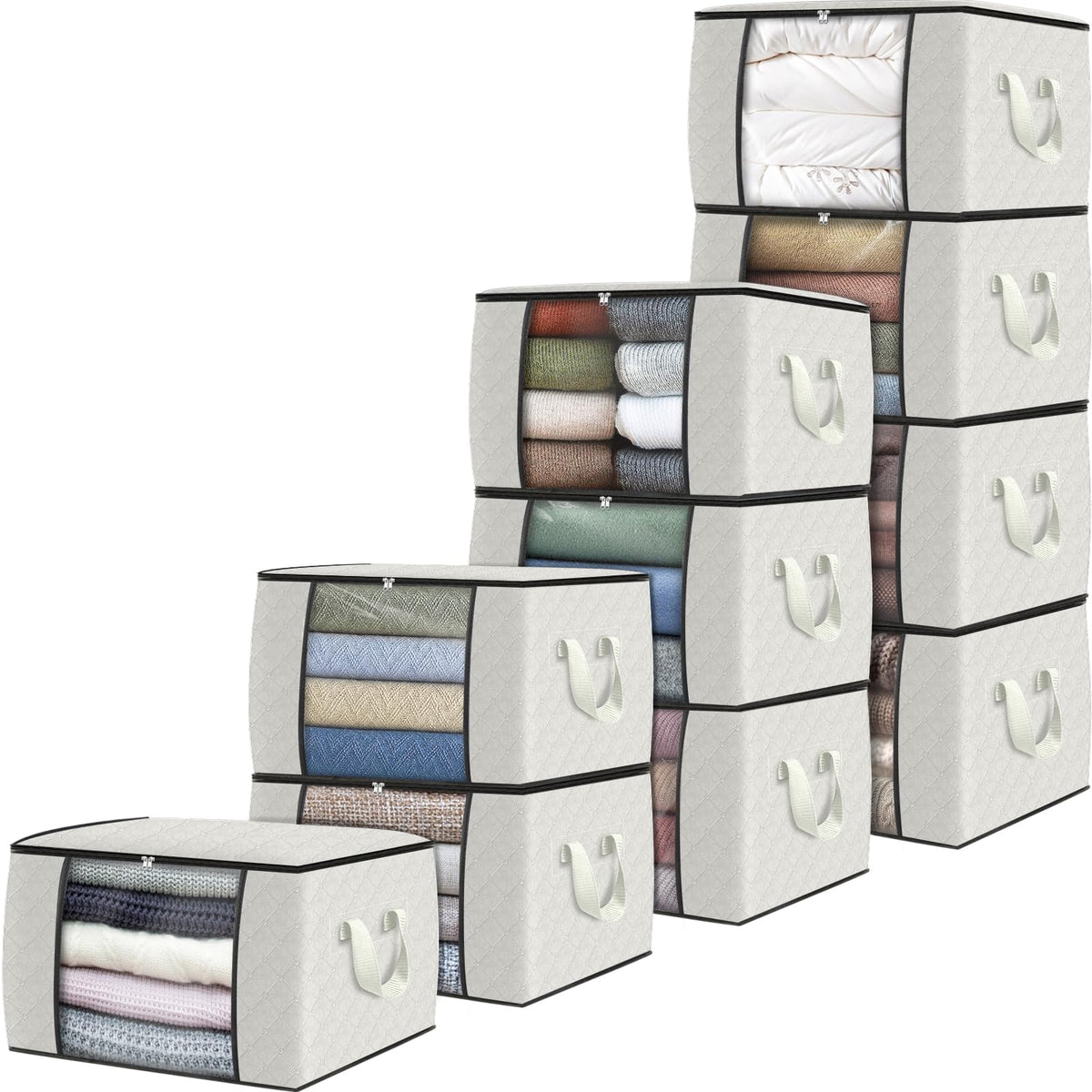 Fab totes 6 Pack Storage Bags for Clothes Blanket Storage Bins with Lids