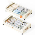 Yecaye Under Bed Storage with Wheels, 2 Pack Under Bed Storage Containers, 60L Underbed Shoe Storage with Clear Window & Label, Rolling Under Bed Metal Drawer for Clothes, Shoes, Books, Blankets