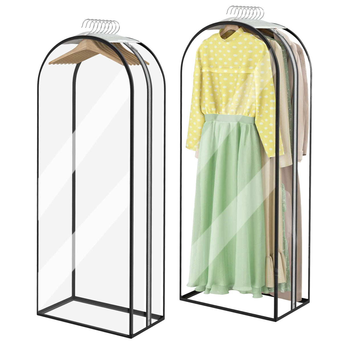 Garment Bags for Hanging Clothes 40” Long, Ultra Clear Suit Bags for Closet Storage, Moving Organization, Travel Covers with 10" Gussets for Coat, Dress, Shirt and Sweater - 2 PCS