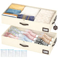 OIAHOMY 2 Pack Under Bed Storage with Handles, Underbed Container for Bedroom & Closet, Fits Beds Higher than 6", Under the Bed Storage for Seasonal Clothes, Blankets & Shoes - Grey