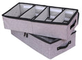 AARAINBOW 2 Packs Foldable Under Bed Clothes Organizer with Lids, Underbed Storage Container with Adjustable Dividers, UnderBed Storage Bins with Handles and Clear Window (Gray+Light Gray)