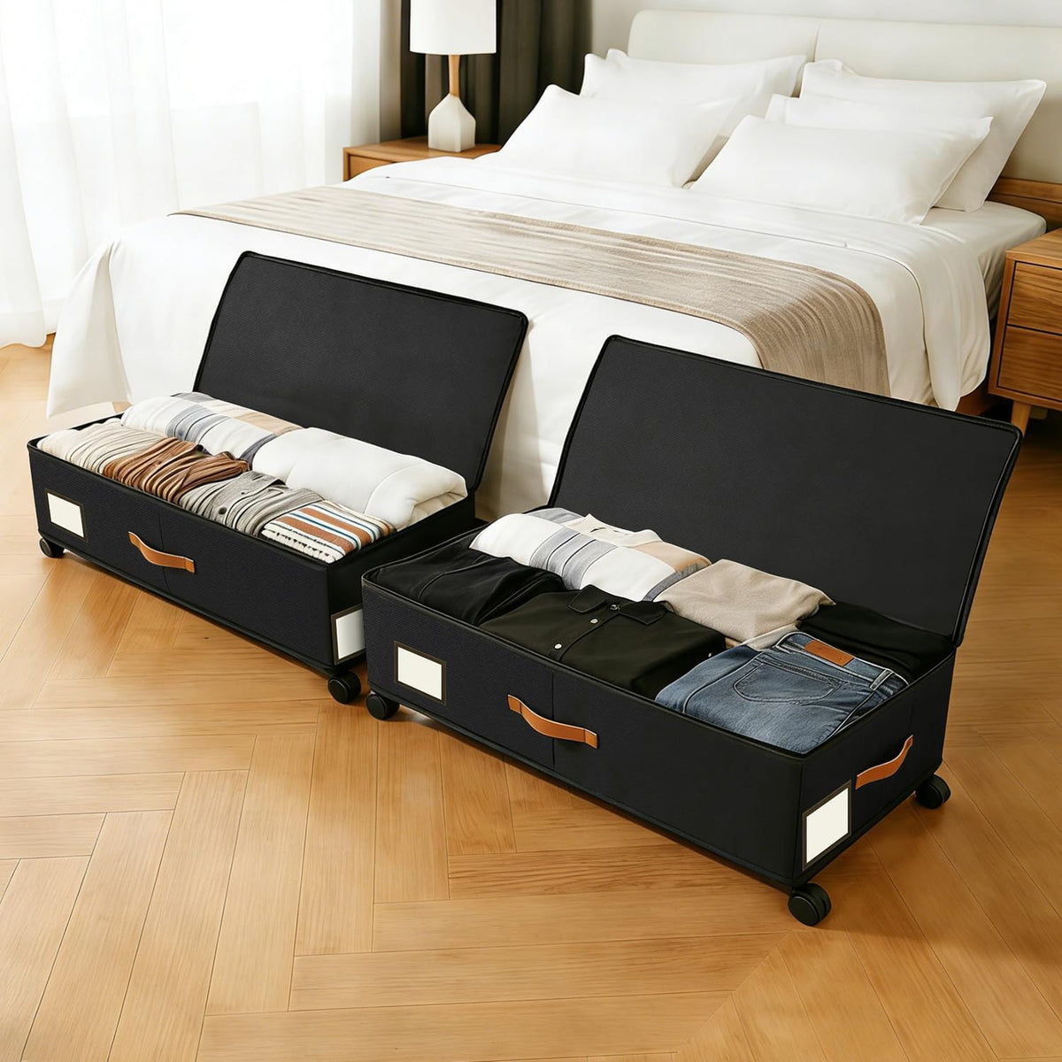 Large Under Bed Storage Containers with Wheels, 2-Pack Underbed Storage Bin