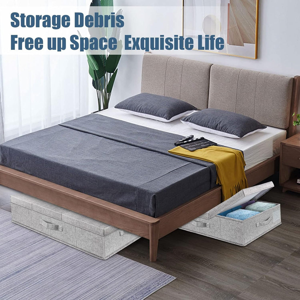 Supowin 2Pack Large Underbed Storage Containers Bin with Lids, Gray