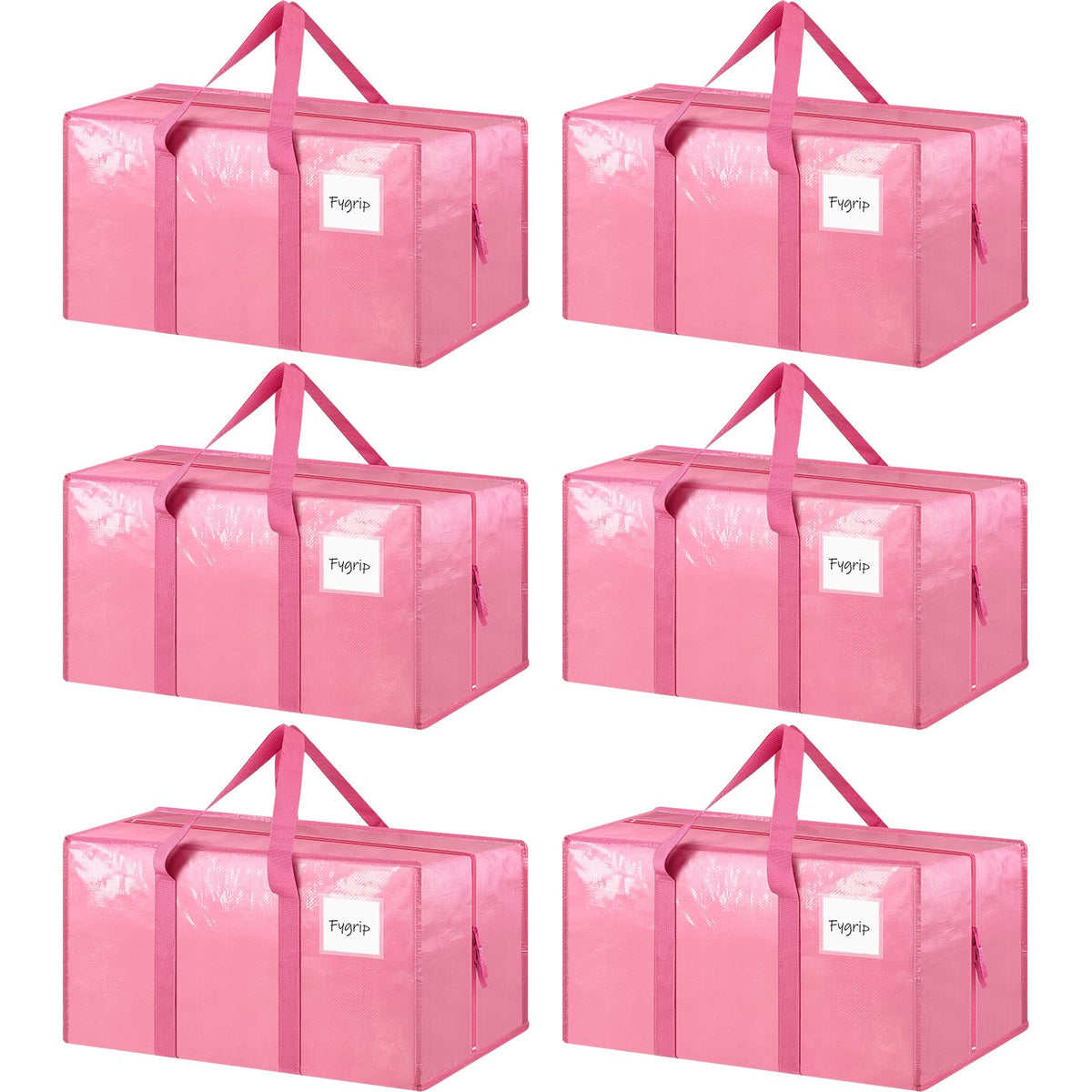 6 Pack Extra Heavy Duty Large Moving Bags with Strong Zipper, Black
