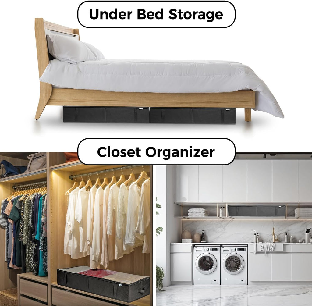 StorageExpert Under Bed Storage Containers, Closet Organizer, Black, 2 Pack