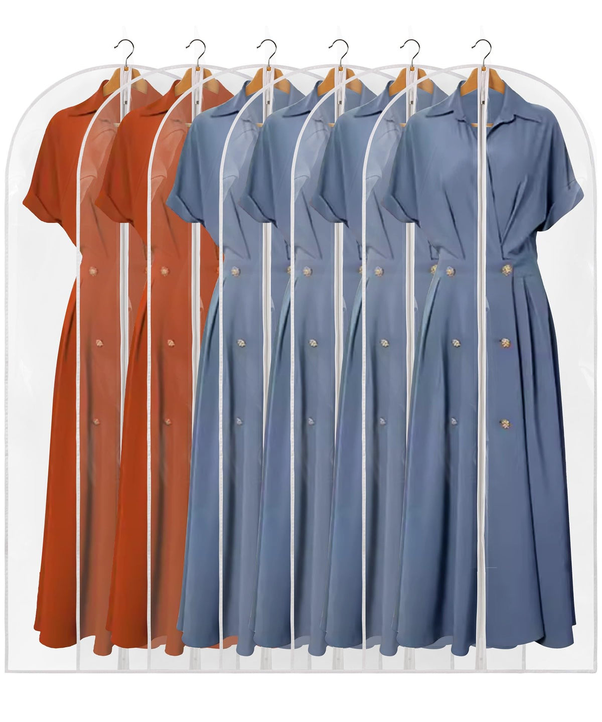 All Clear Garment Bags for Hanging Clothes, 40" Suit Bags for Closet Storage, Plastic Dustproof Suit Cover Bags, Clothes Protectors Bag with zipper for Coats, Jackets, Shirts（10 Packs）