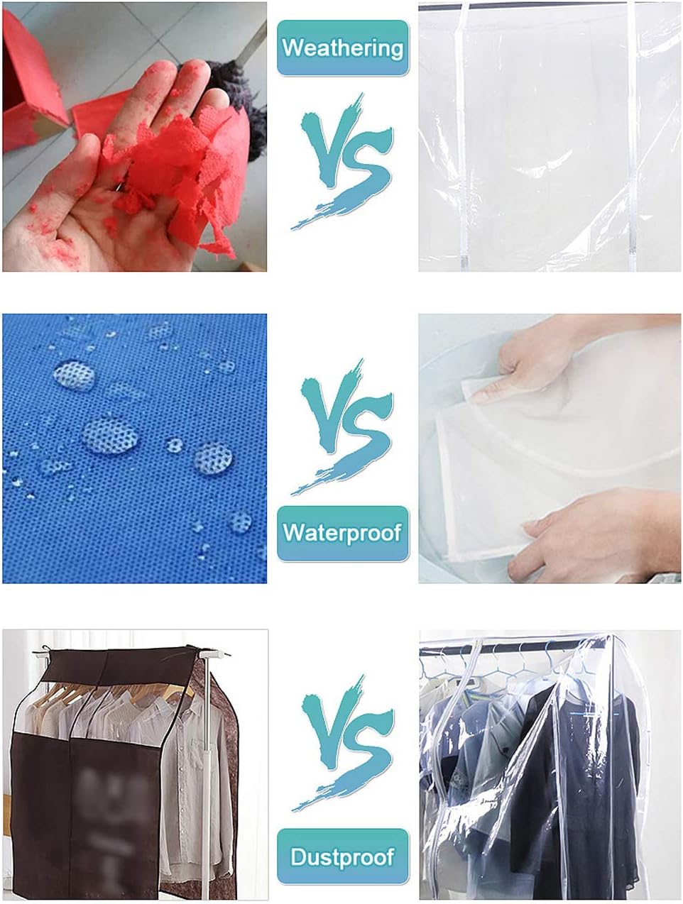 Ruibo Clear Garment Rack Cover Dustproof Clothes Rack Cover with 2 Durable Zipper/Clothing Waterproof Protector (L:71x20x60 inch)
