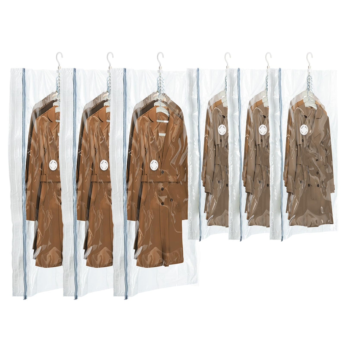 TAILI Hanging Vacuum Storage Bags for Clothes Space Saver 4 Combo Clear
