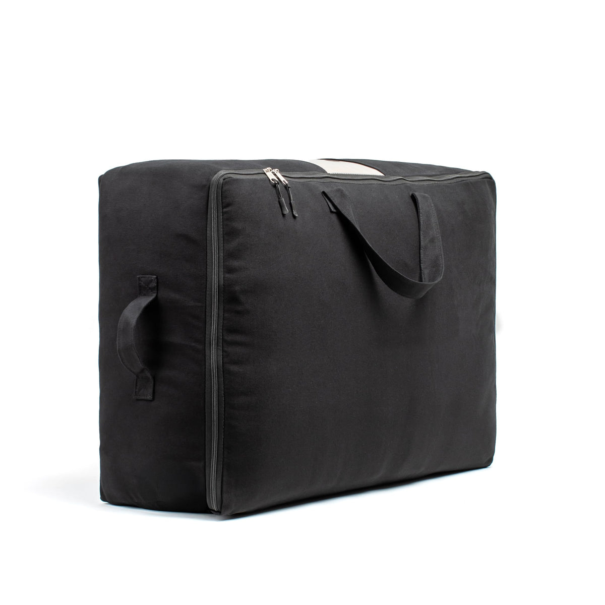 Soft Canvas Storage Bags with Zipper. Thick Breathable, 2pc King/Queen Comforter Organizer. Four Carrying Handles and Window. Large 25x19x9in Bag for Sheets Blankets Bedding Pillows, Clothes