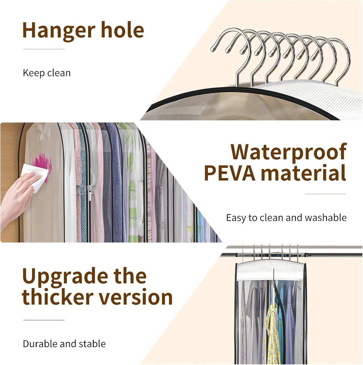 Clear Garment Bags for Hanging Clothes, 4-Pack, 2x40"+2x50"