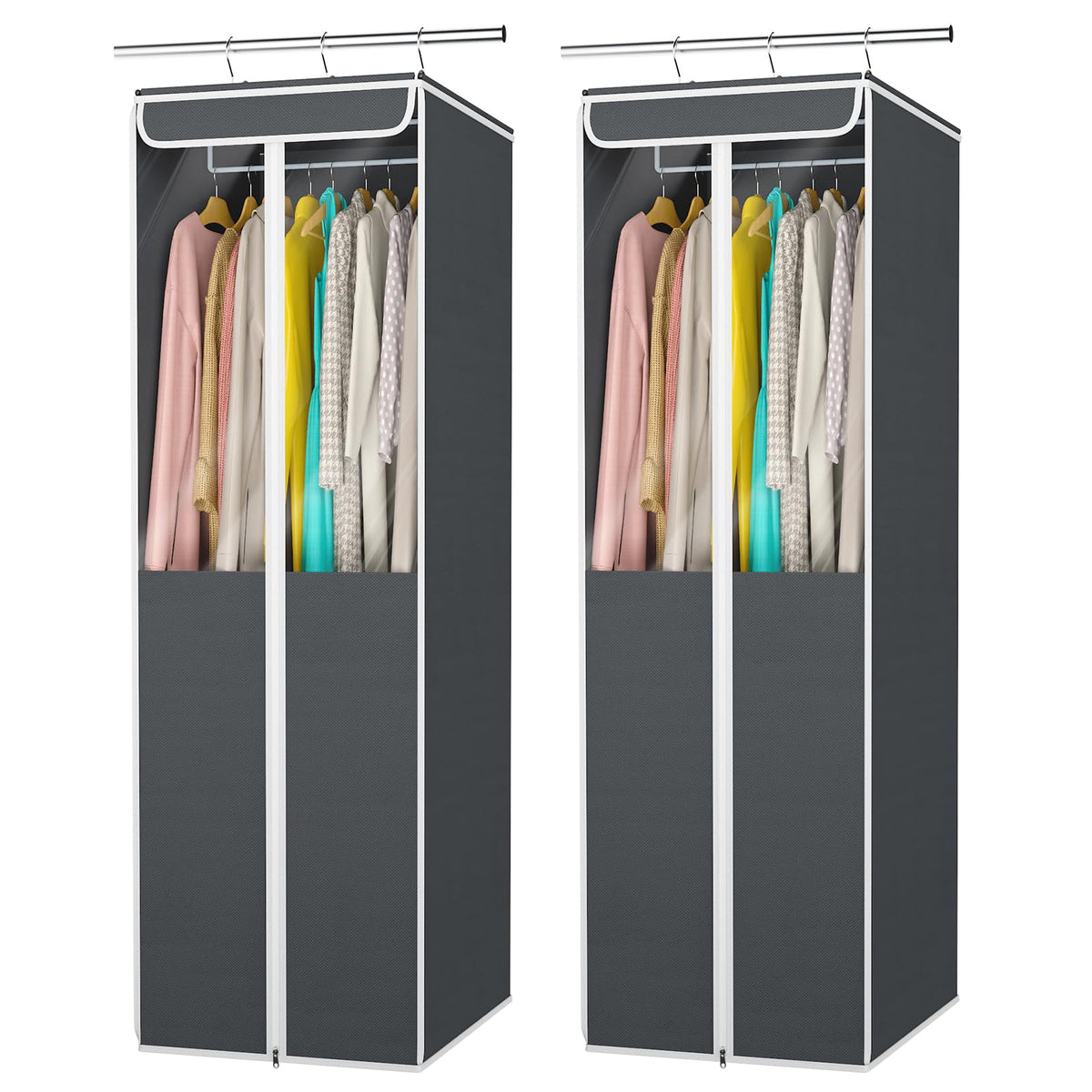 Univivi Garment Bags for Hanging Clothes, Cloth Bag 54 In, 2 PCS, Beige