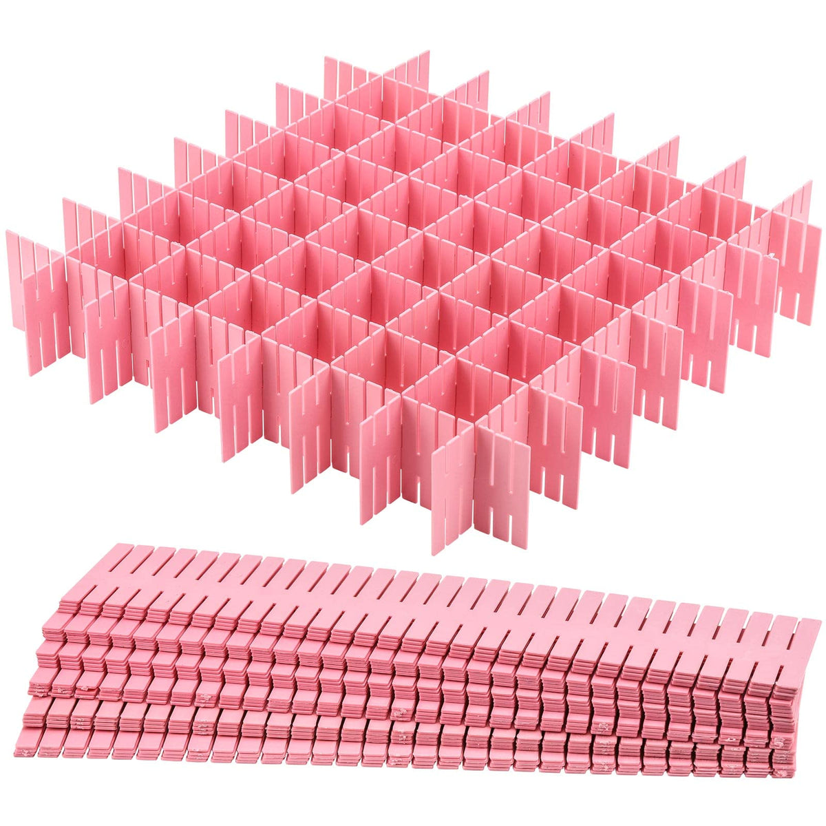 acDesign 40Pcs Grid Drawer Dividers, Adjustable Drawer Organizer for Socks, Underwear, Lingerie, Makeup, Bedroom Office Kitchen Storage (White)