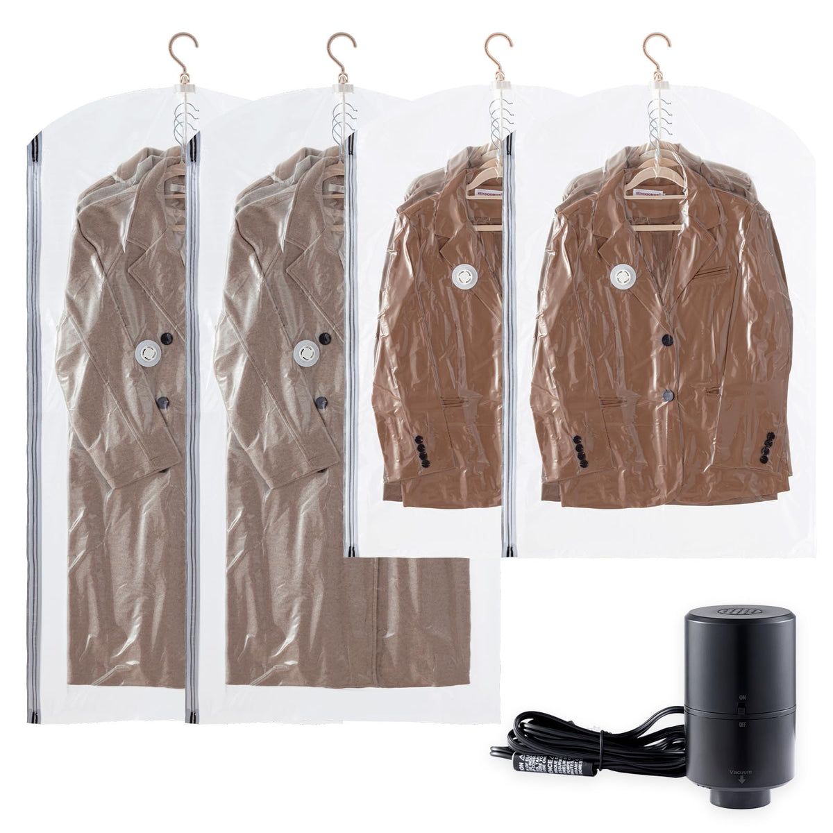 TAILI Hanging Vacuum Storage Bags for Clothes Space Saver 4 Combo Clear