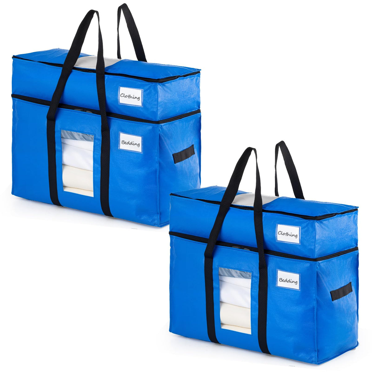 TAILI 4 Pack Blue Extra Large Moving Bags,Storage Bags with Visible Window