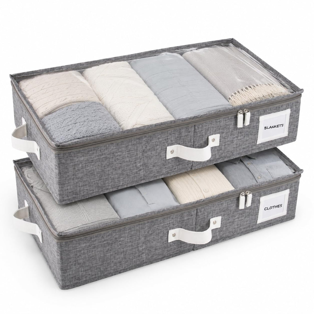 HOMELUX THEORY Under Bed Storage, Low Profile 2pc with Lid, Ivory