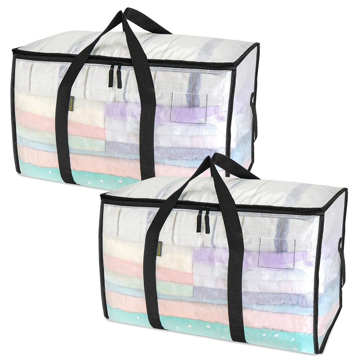 BALEINE 6-Pack Oversized Moving Bags with Reinforced Handles, Heavy-Duty Storage Tote for Clothes, Moving Supplies (Clear, 6-Pack)