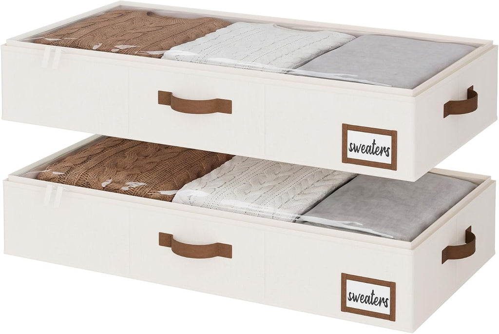 StorageWorks 6 Inch Low Profile Under Bed Storage Containers with Clear Lid