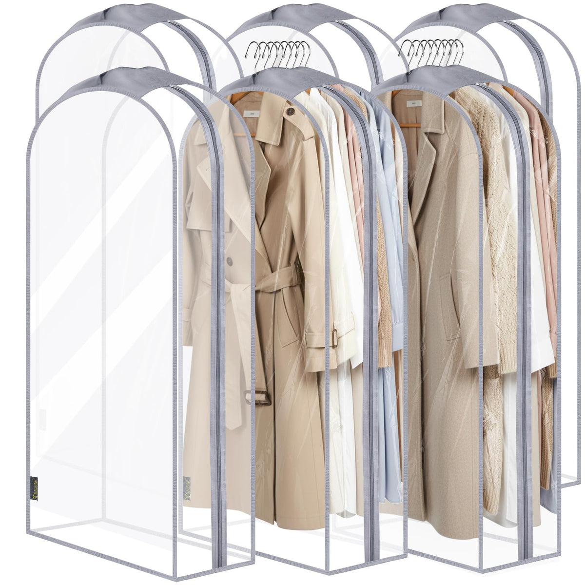 BALEINE 2PK Clear Garment Bags for Hanging Clothes, 40" Dress Suit Bag
