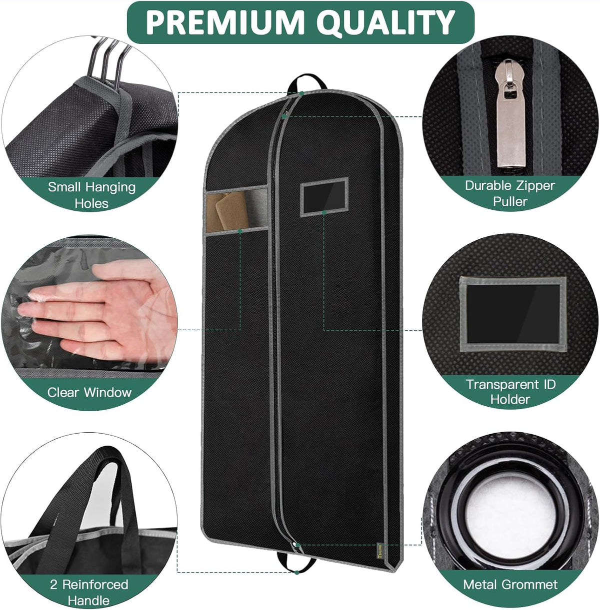 BALEINE 1PK Garment Bags for Hanging Clothes, 60" Suit Bag for Travel