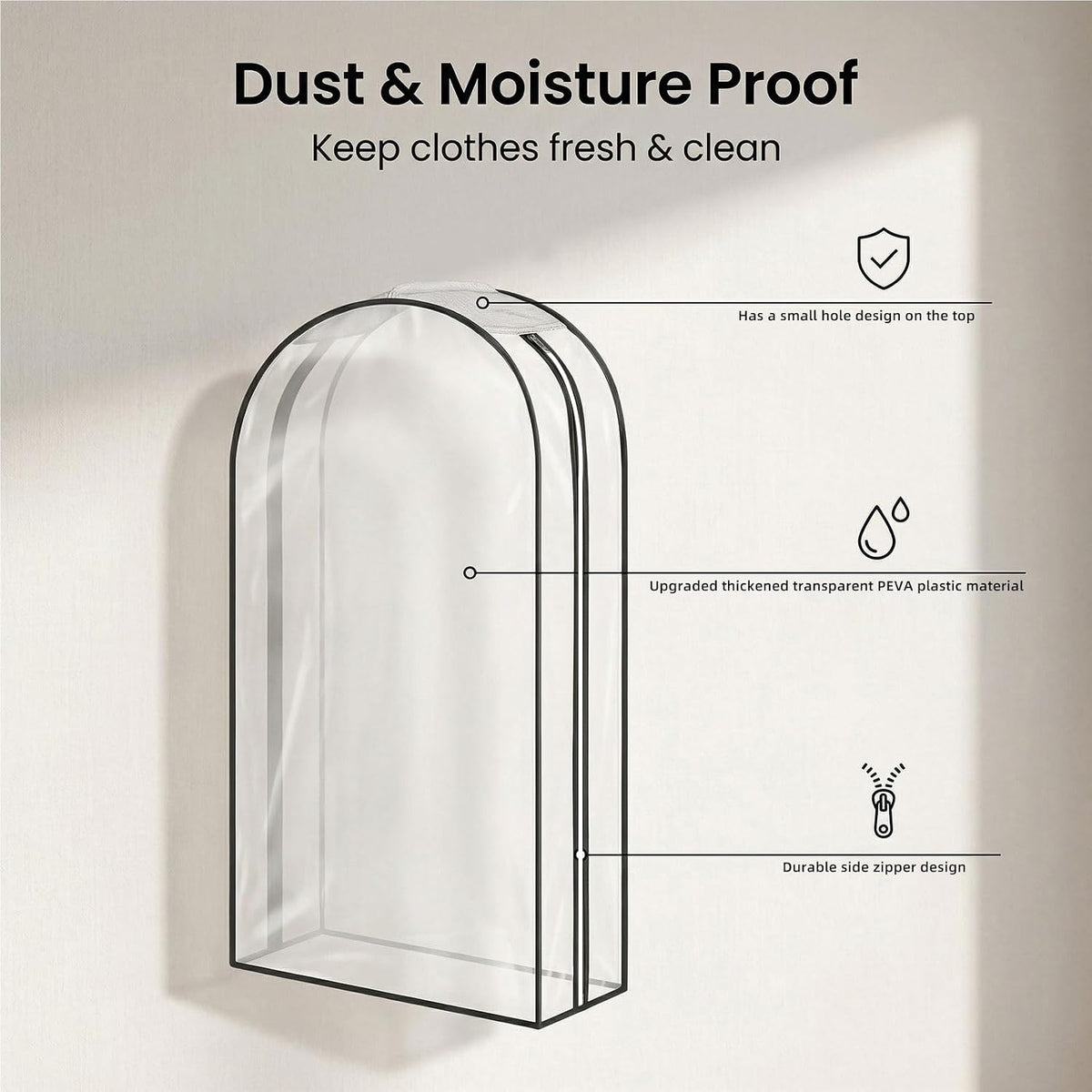 Clear Garment Bags for Hanging Clothes 3-piece set(43,50,60) inch