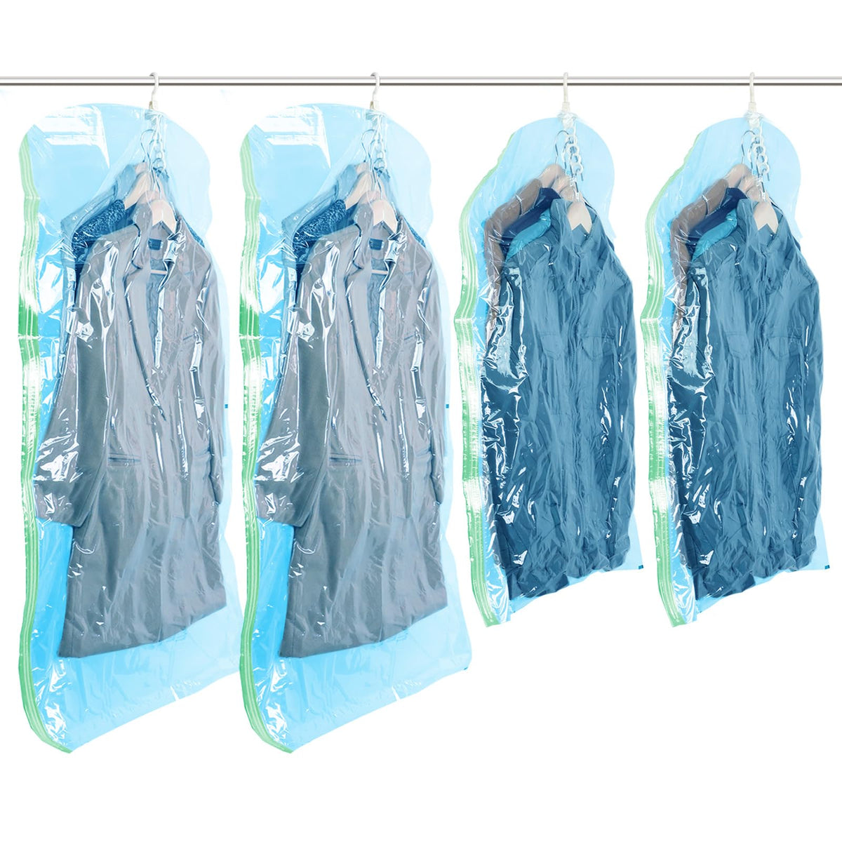 TAILI Hanging Vacuum Storage Bags for Clothes Space Saver 4 Combo Clear