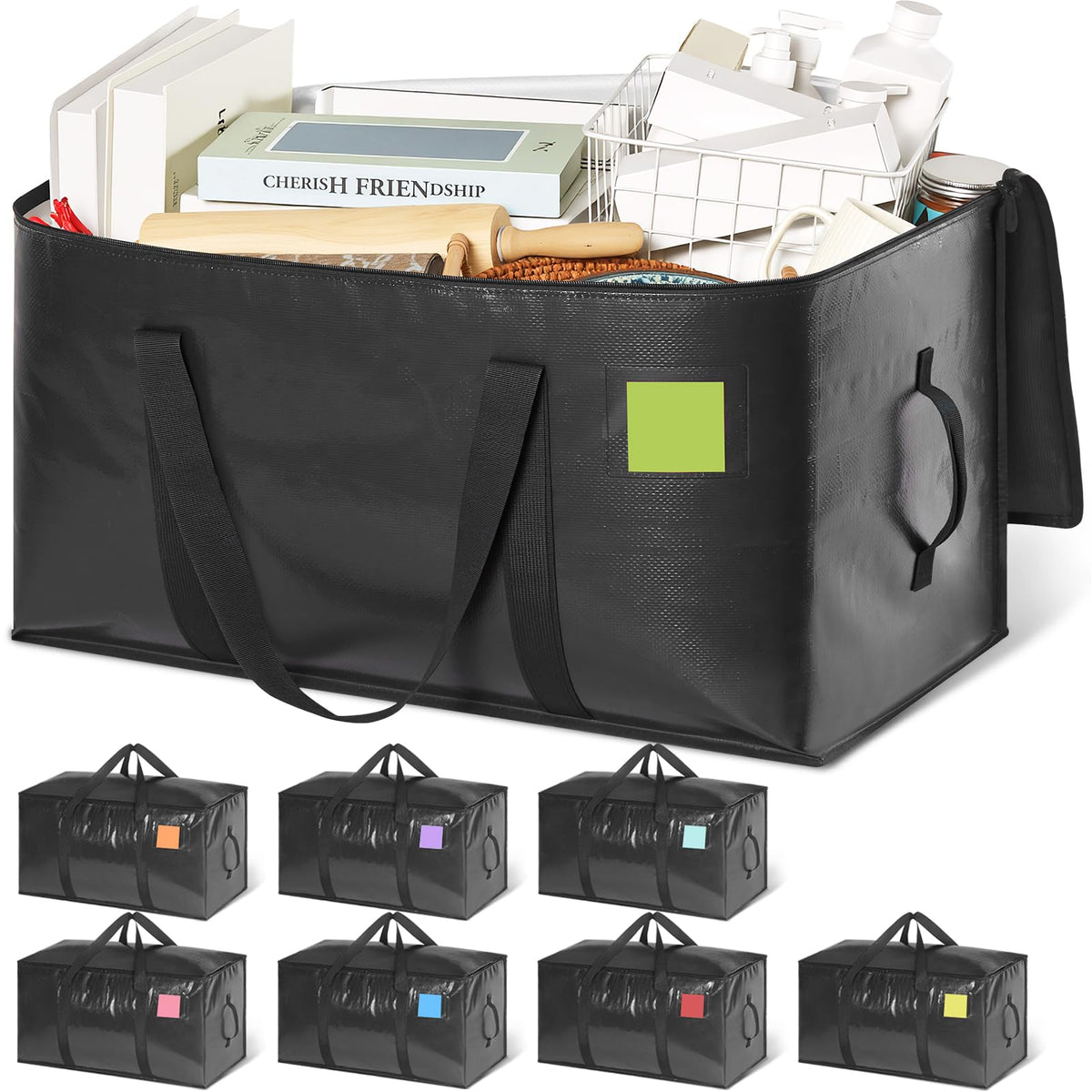 Heavy Duty Moving Bags with Wide‑opening, 8 Pack, 24 Gal, Blue
