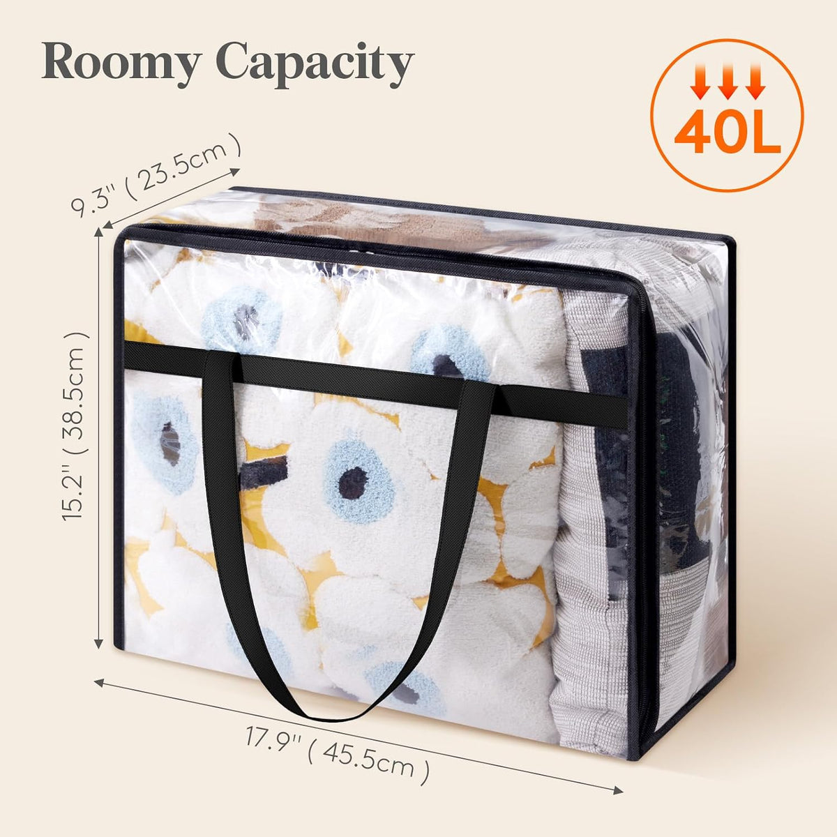Lifewit 45L Clear Clothes Storage Bags,Plastic Foldable Blanket Storage Bag