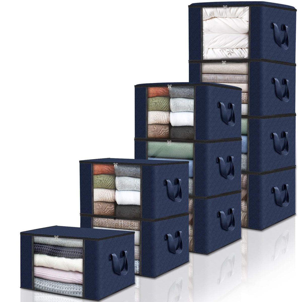 Fab totes 6 Pack Storage Bags for Clothes Blanket Storage Bins with Lids