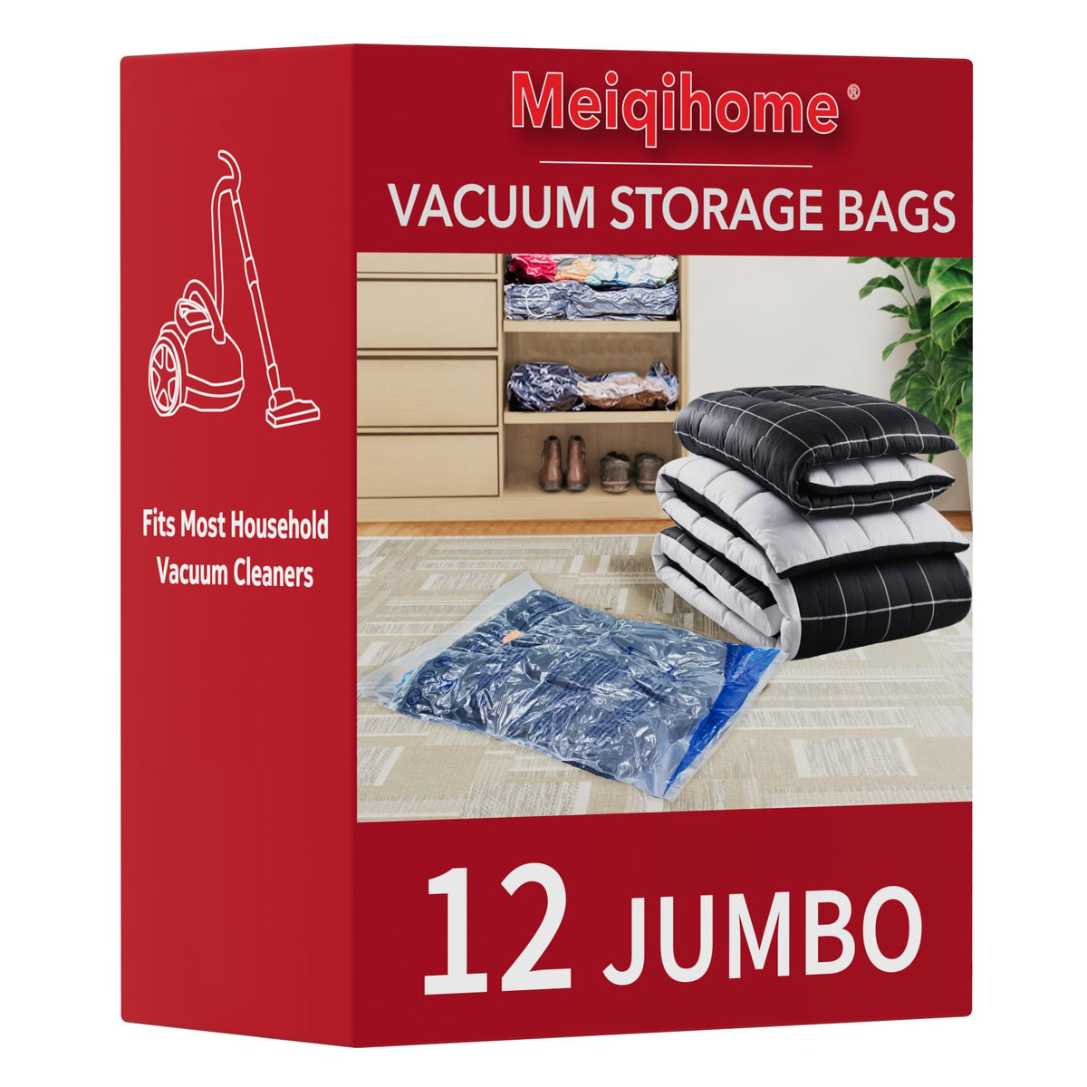 MEIQIHOME Vacuum Storage Bags, Space Saver Sealer Bags,Vacuum seal bags for clothing, Pillows, Comforters, Blankets, Bedding,Travel,7 Jumbo