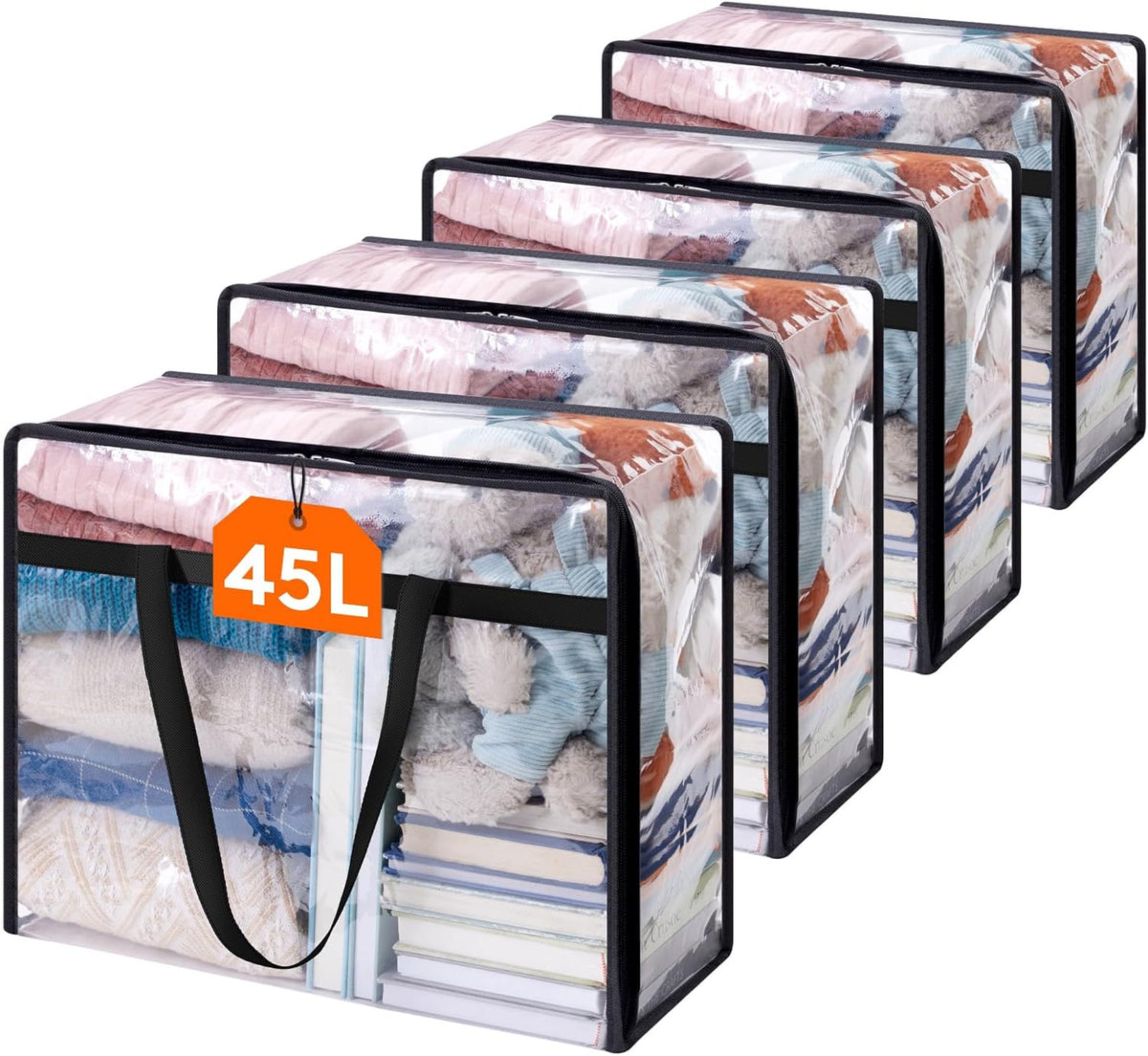 Lifewit 45L Clear Clothes Storage Bags,Plastic Foldable Blanket Storage Bag